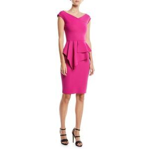 Chiara Boni La Petite Robe Pink Tini Asymmetric Peplum Dress Size Small